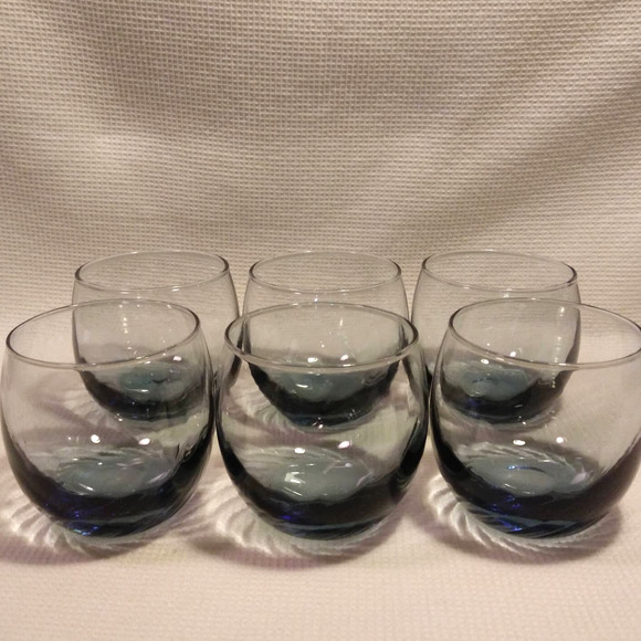 Vintage Libbey Gray Roly Poly Optic Swirl Glasses - Main Image
